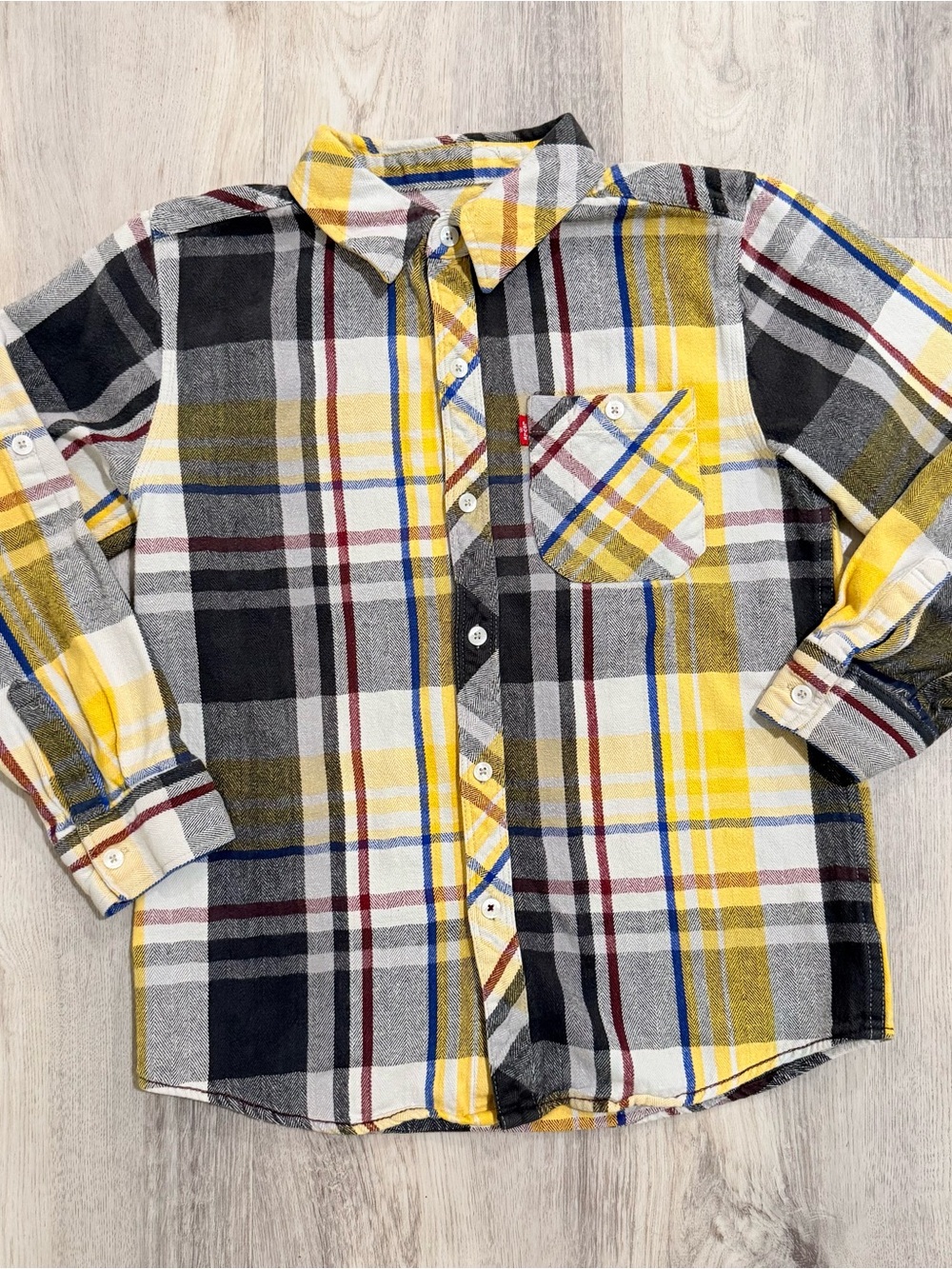 Levi's Yellow Plaid Button-Down Shirt Boys Size M 10/12